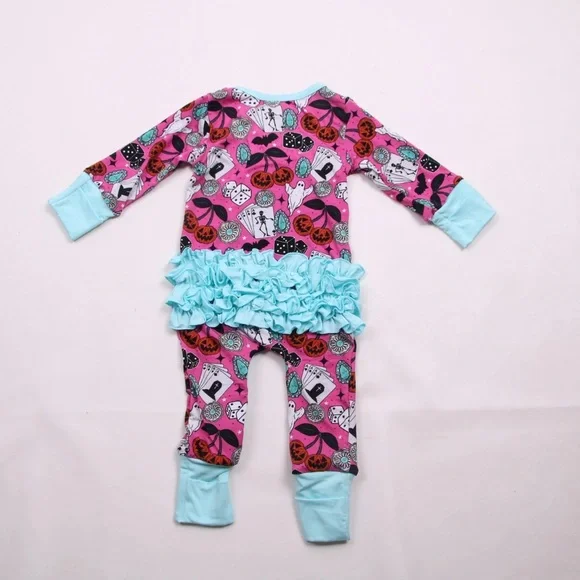 Saddleandsage Baby Girl Bamboo Zippy Pink Halloween - Picture 3 of 3